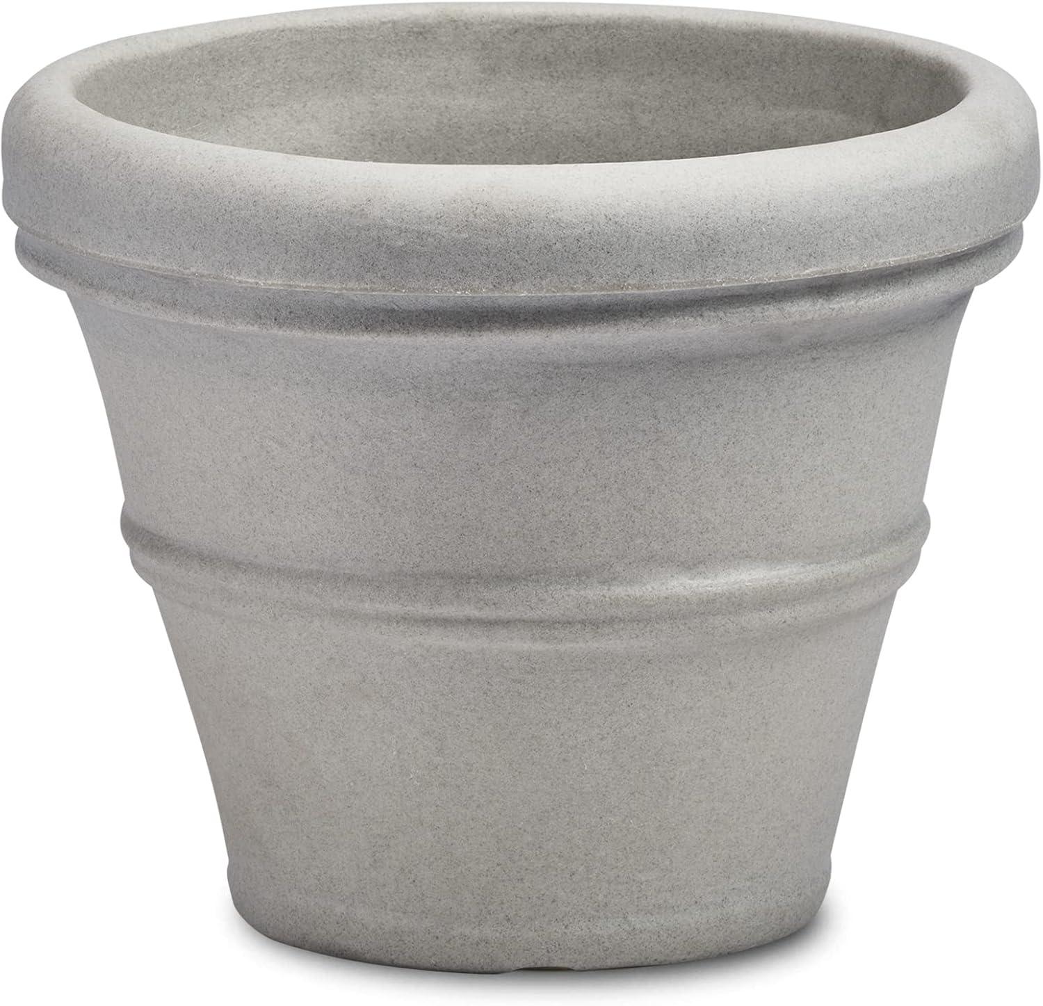 Crescent Garden Brunello Classic Rolled-Rim Plant Pot, Weathered Concrete, 12in