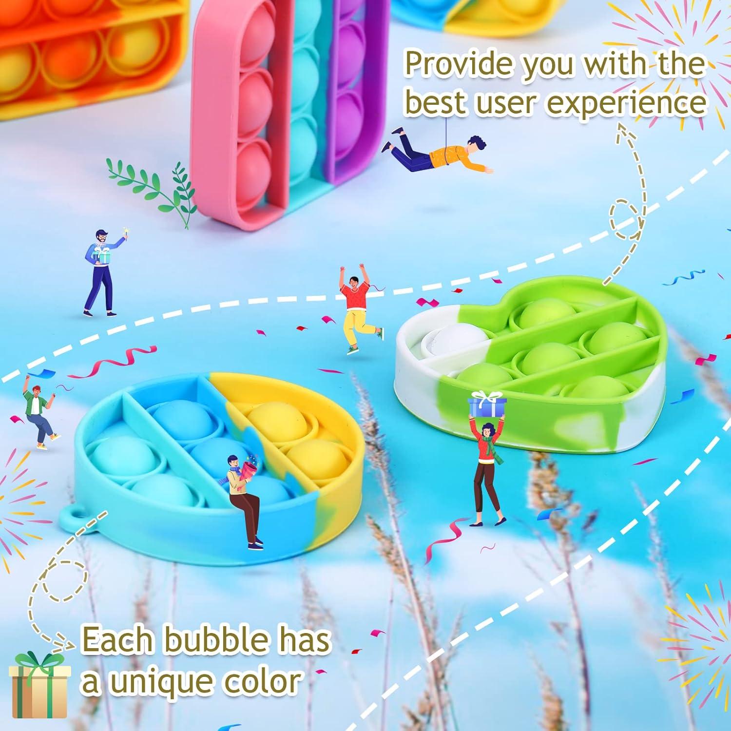 Arme 95Pcs Pop Fidget Toys,Party Favors Toddler Toy Pop Fidget Keychain Mini Fidget Toys Bulk Sensory Toys Stress Toys, Party Fidget Pack Popper Toy Gift for Girls Boys