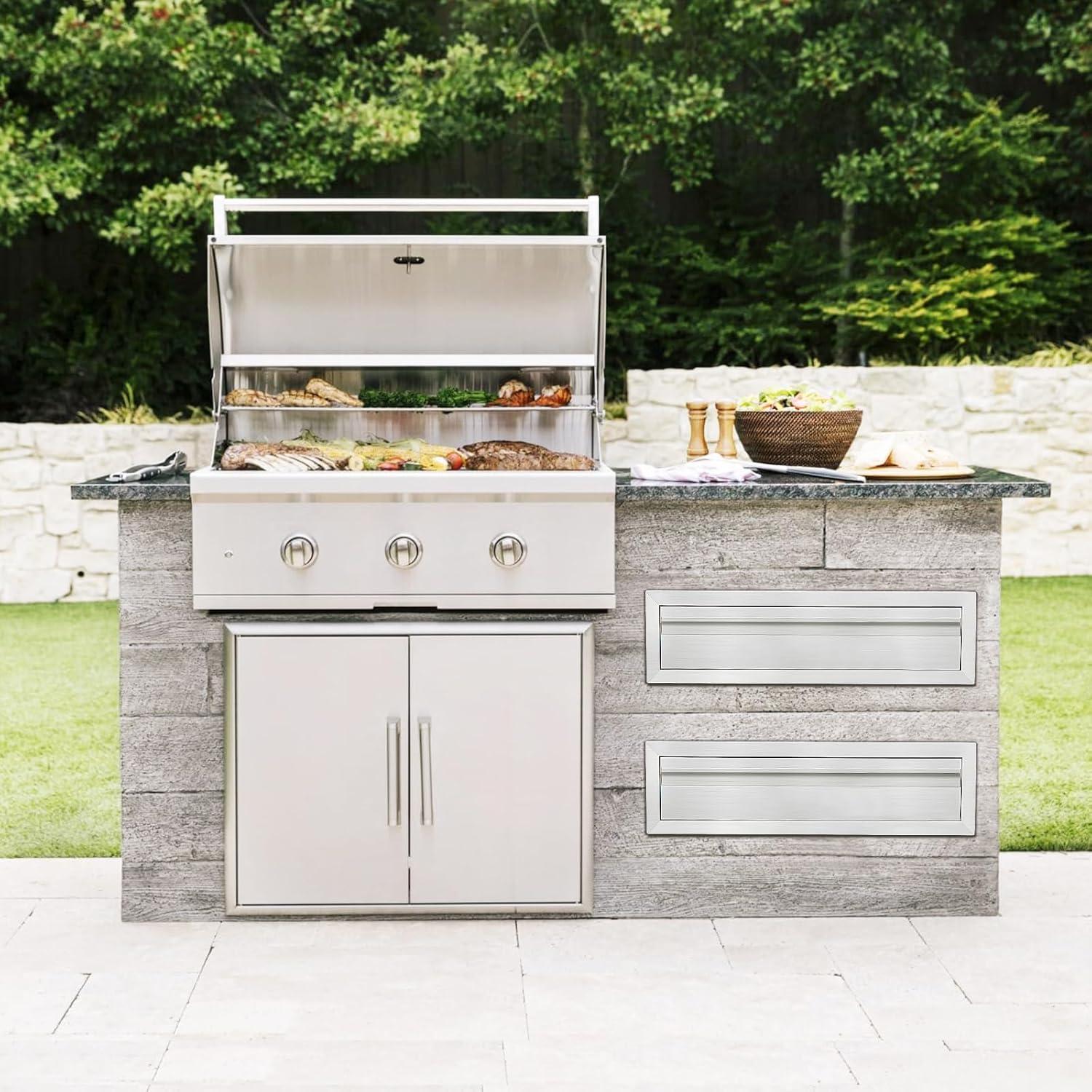 30" Stainless Steel Outdoor Kitchen Drawer with Divider