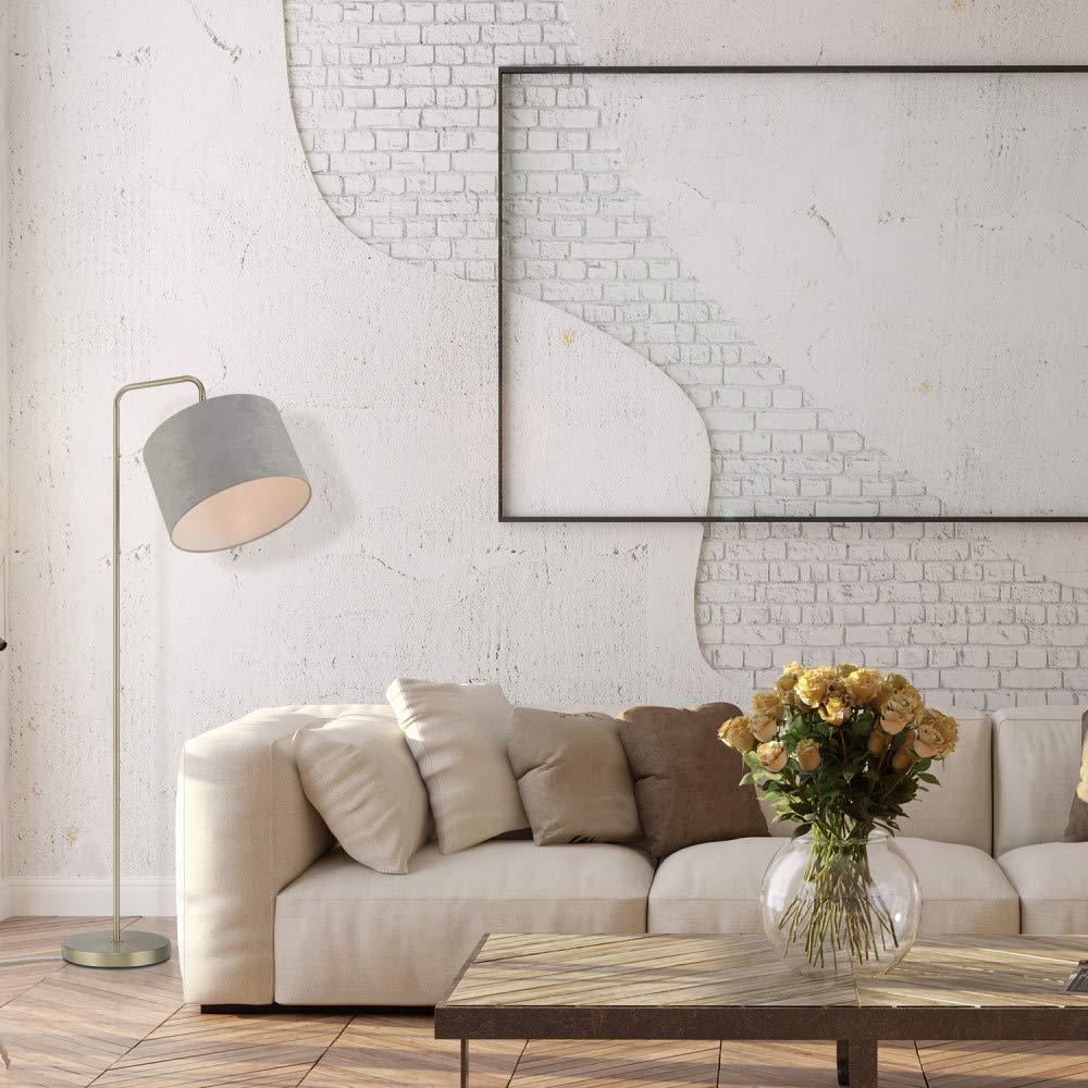 Globe Electric Barden 58" Brass Floor Lamp with Light Gray Velvet Shade, 67398