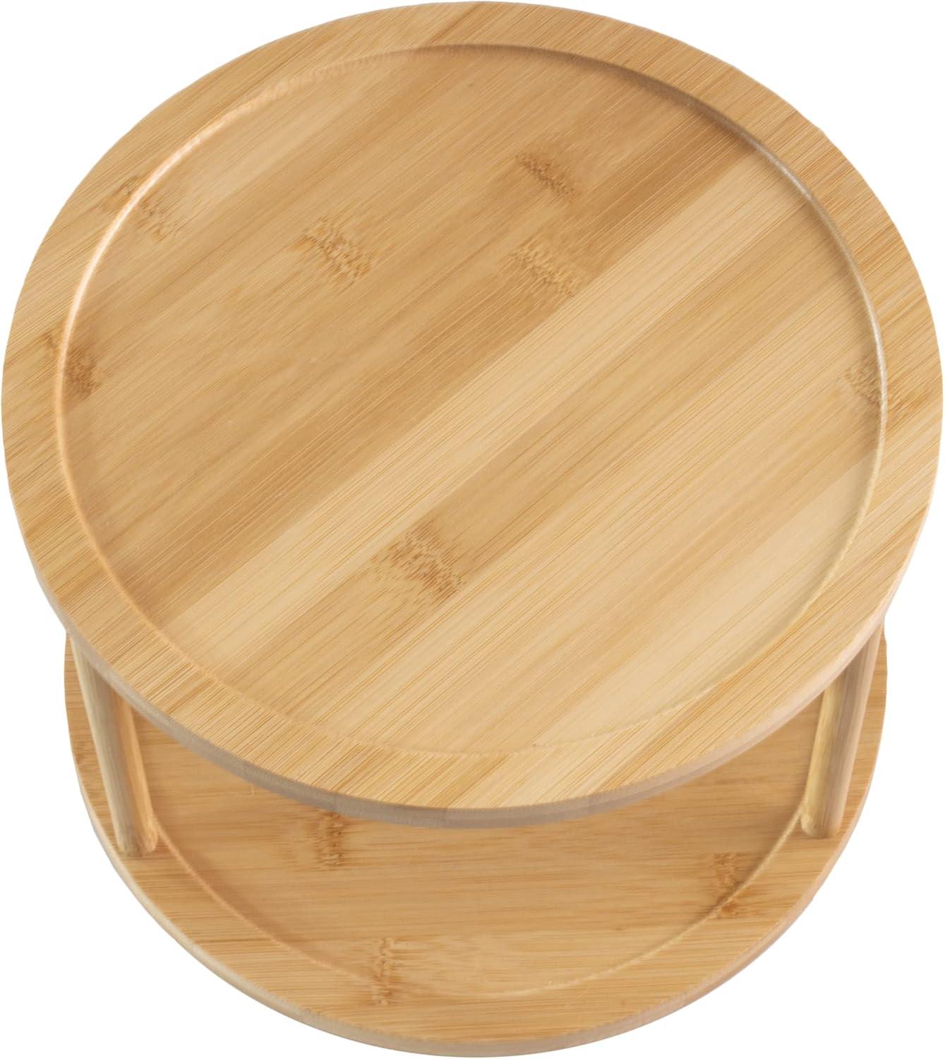 TB Home Two-Tier Bamboo 10" Lazy Susan Turntable for Cabinets, Countertop, Panty or Table