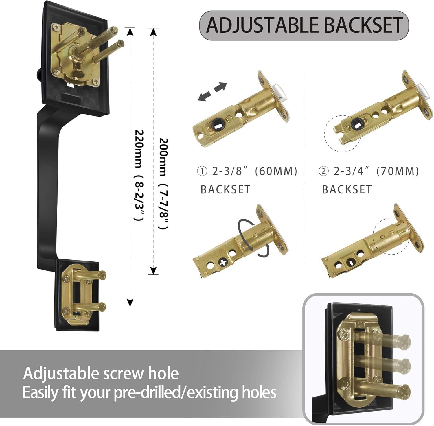 Front Door Lock Handle and Deadbolt Set,Exterior Door Handle with Door Lever,Modern Front Door Lock Set,Adjustable Deadbolt with Single Cylinder,Reversible for Right&Left