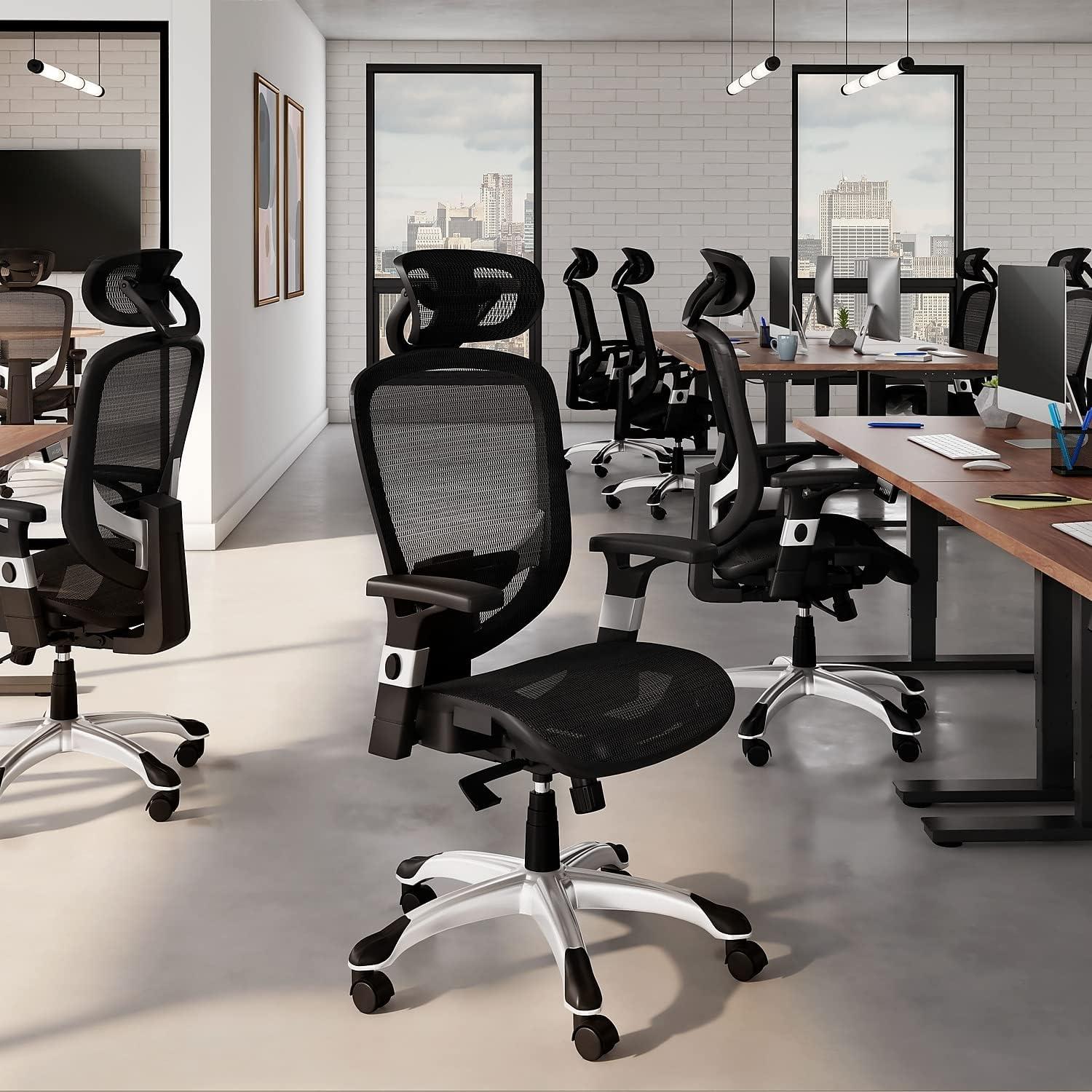 Charcoal Gray Mesh Ergonomic Swivel Task Chair with Adjustable Arms