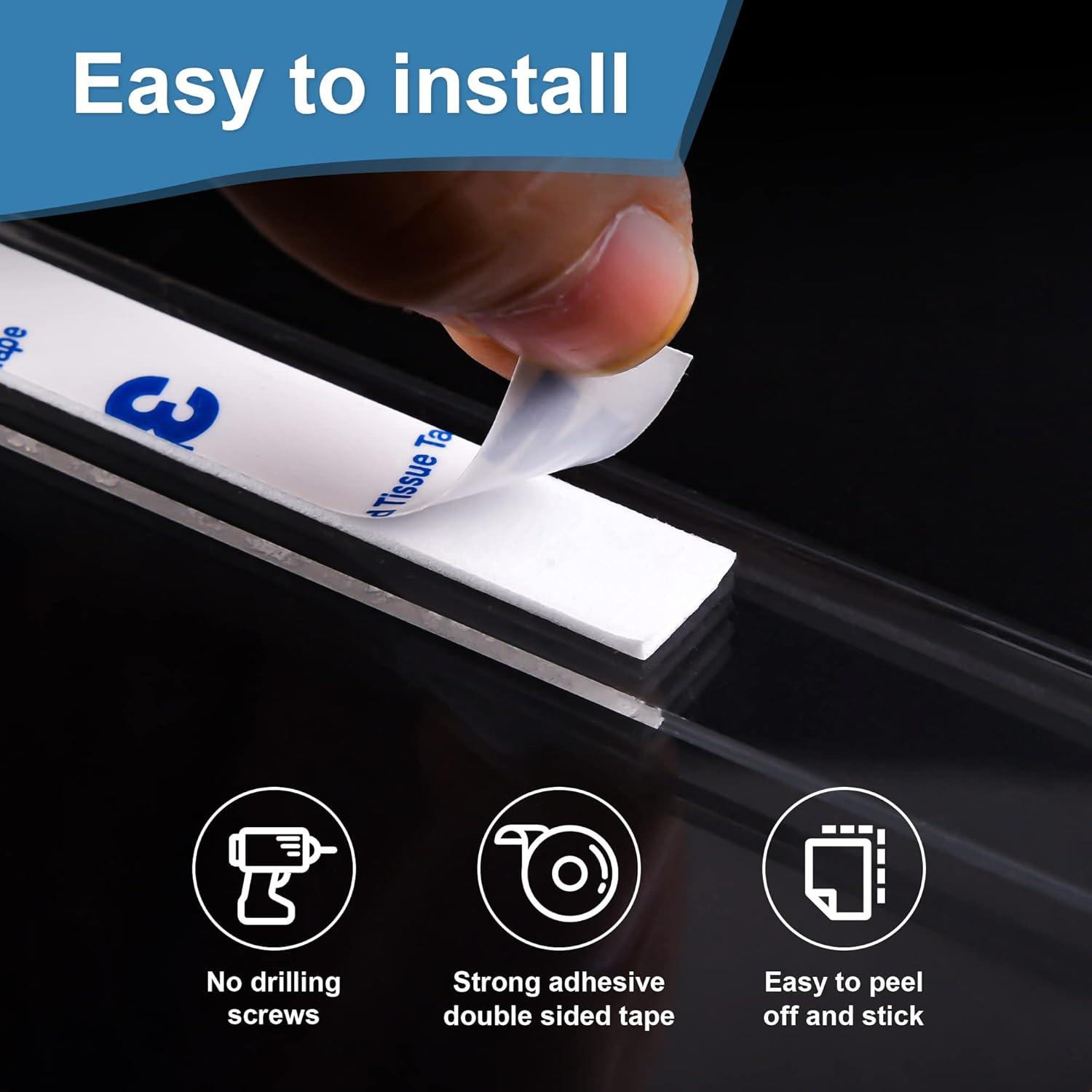 Lesnlok 6 Pack 3" x 5"inch Acrylic Sign Holder Wall Mount Sign Holders Clear Acrylic Frame with 3M Tape Adhesive Clear Poster Frames Plastic Sign Holder (Please remove the protective film before use)