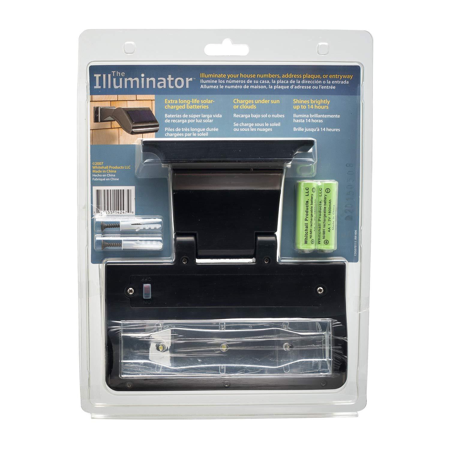 Whitehall Products 14247 Illuminator Solar Address Standard Wall Lamp - Black