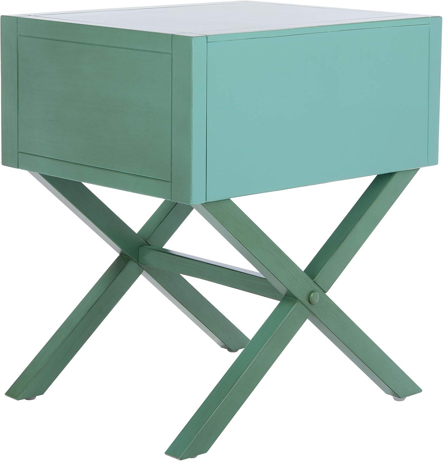 SAFAVIEH Odilia 1 Drawer Solid Retro Nightstand, Turquoise