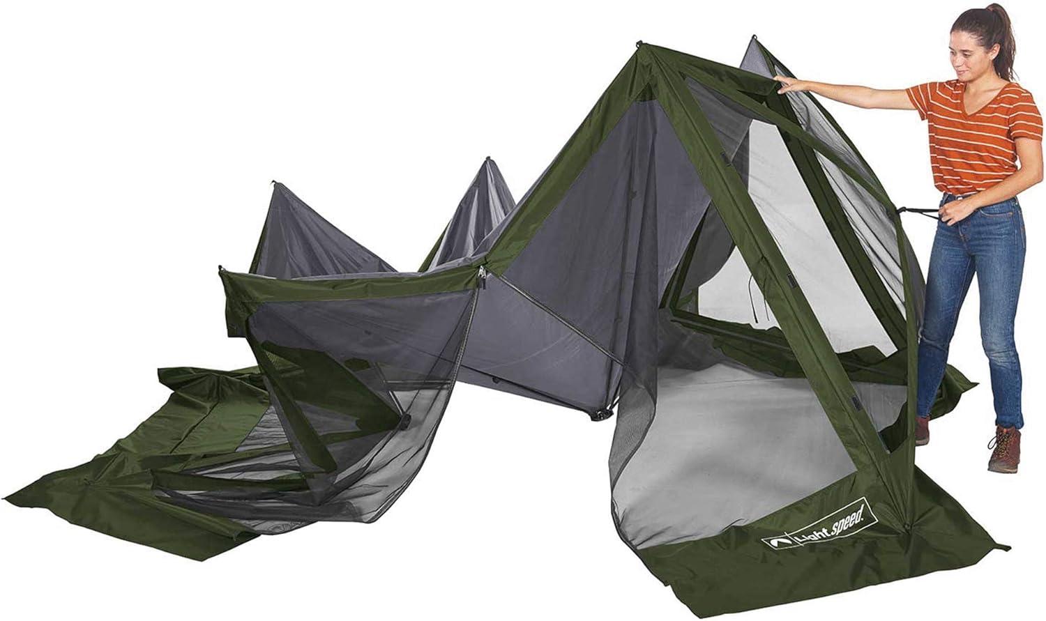 ECR4Kids ECR4Kids Lightspeed Outdoors Pop-Up 6-Sided Screen Shelter, Camping Gazebo, Green