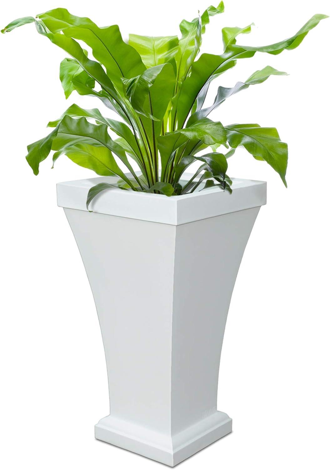 Mayne Bordeaux 28" x 16" x 16" Tall Self-Watering Polyethylene Planter - White