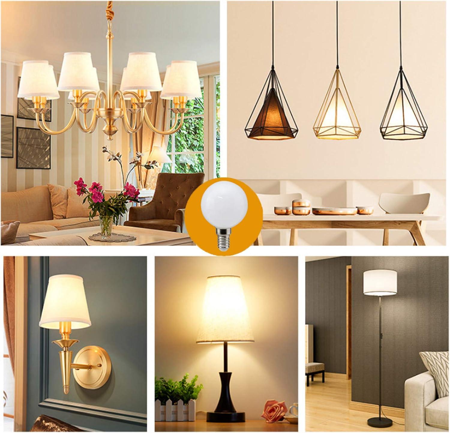 G16 (G50) E14 LED Bulb 5W 50 Watt Equivalent Incandescent Light Bulbs Night Stand Bulb Warm White 3000K Energy Saving Full Milky Glass Lamp Bulb for Home Lighting, AC 110-220V (6-Pack)