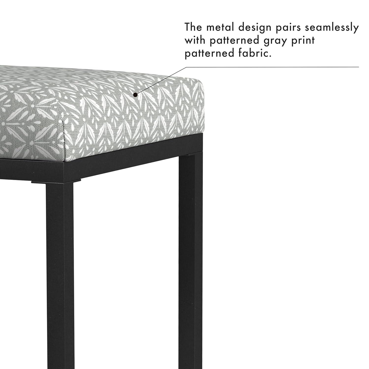 24" Open Back Metal Counter Height Barstool Gray - HomePop: Kitchen Island Seating, Industrial Design