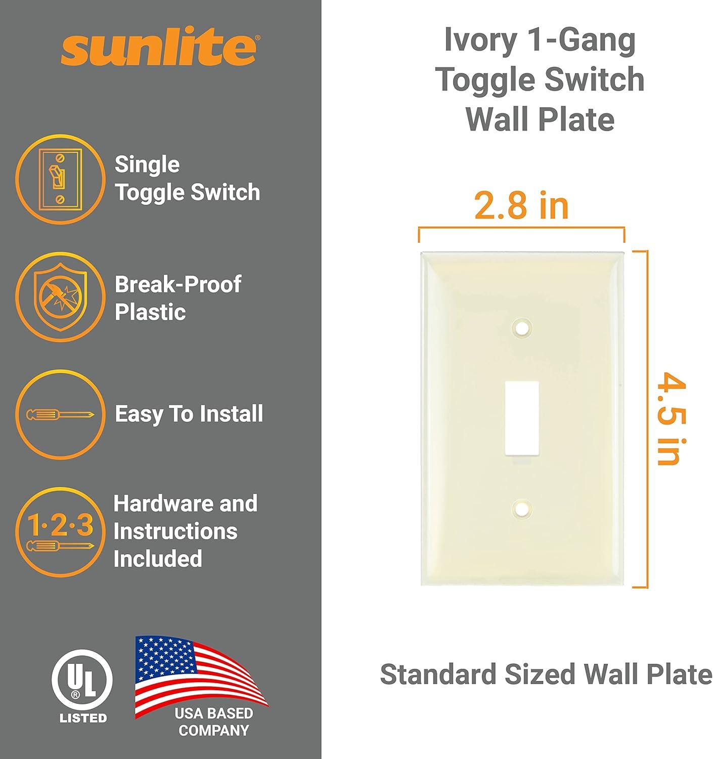 Ivory Plastic 1-Gang Toggle Switch Plate, 12 Pack