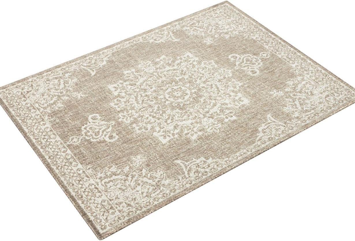 Nicole Miller New York Patio Country Azalea Medallion Indoor/Outdoor Area Rug, Taupe/Ivory