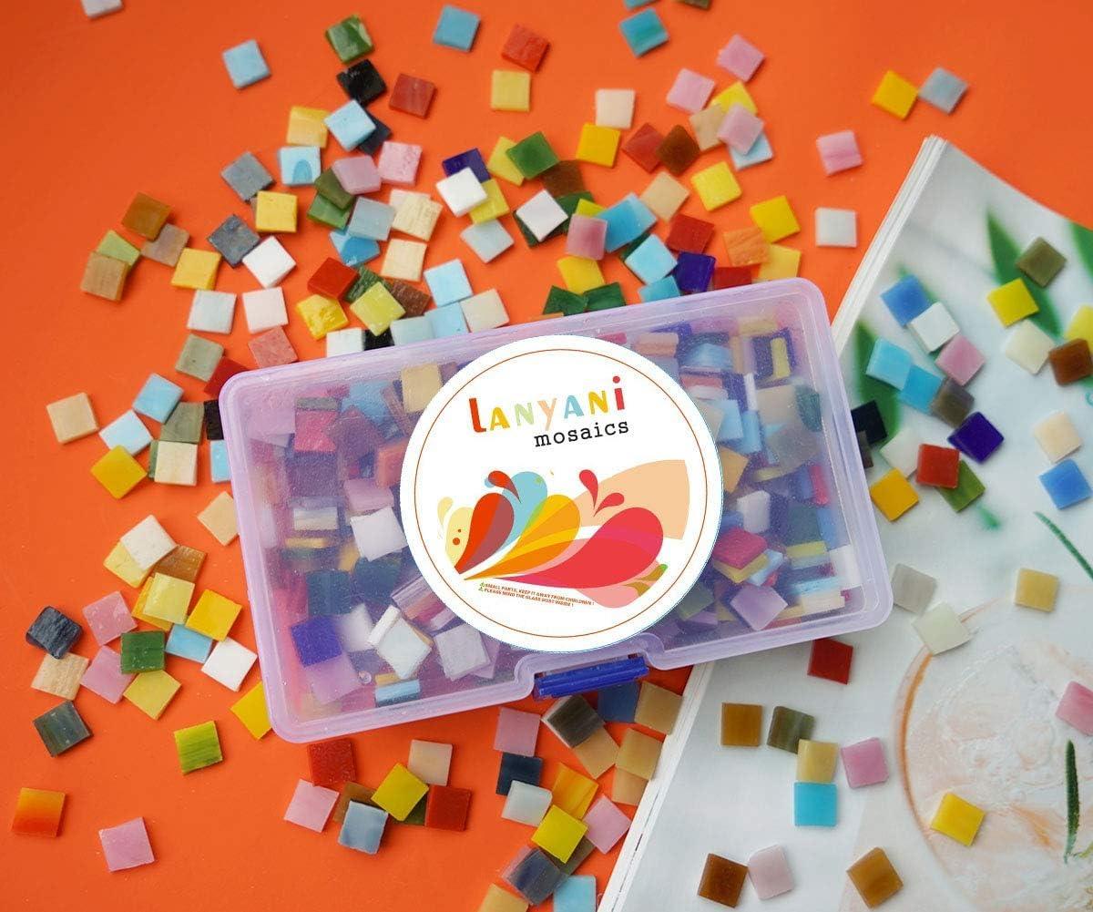 Lanyani 800 Pieces Mosaic Tiles Stained Glass - Assorted Colors for Art Craft and Home Decorations - 500g/1.1lb