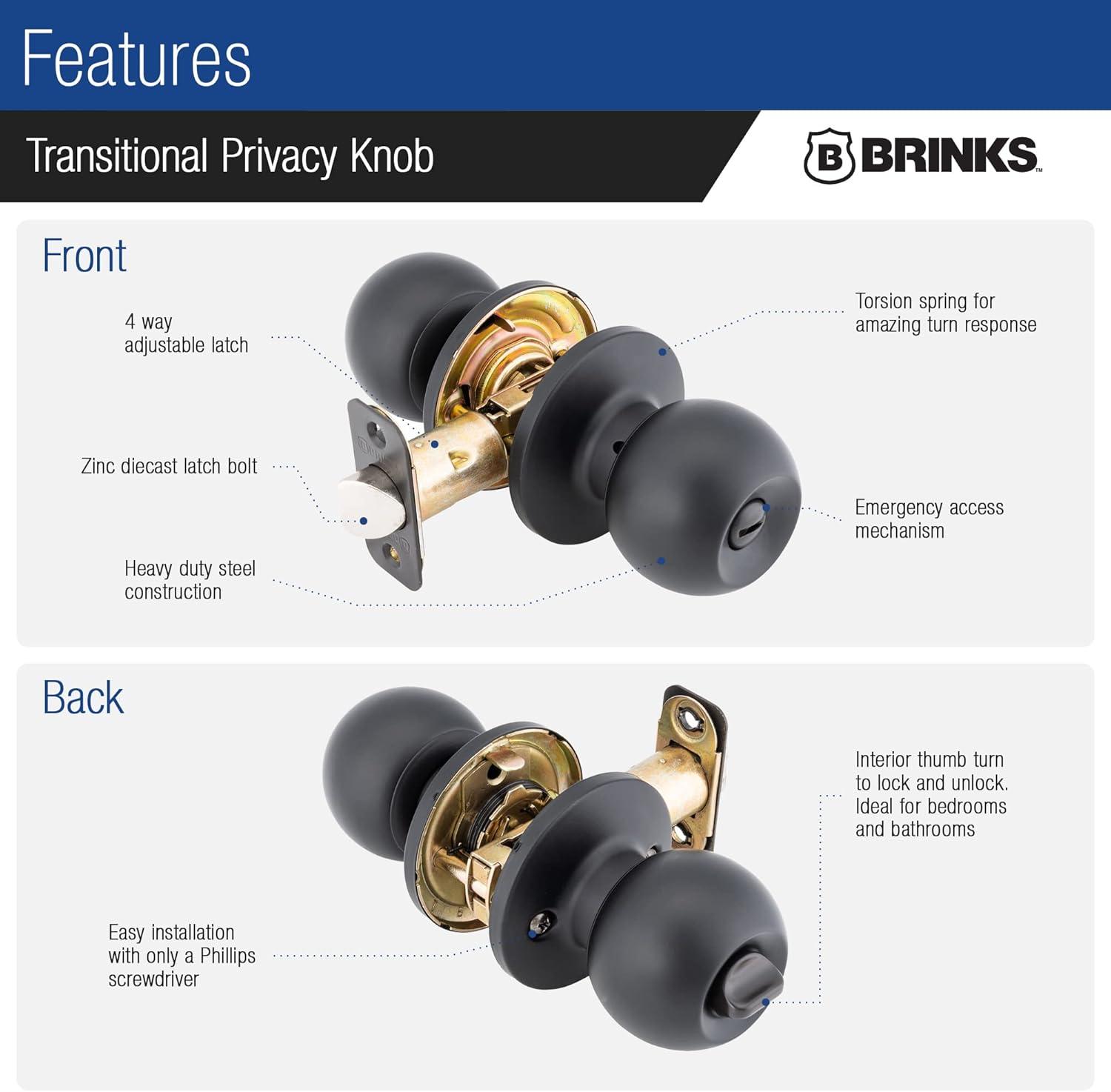 Brinks Raleigh Series Privacy Transitional Ball Knob