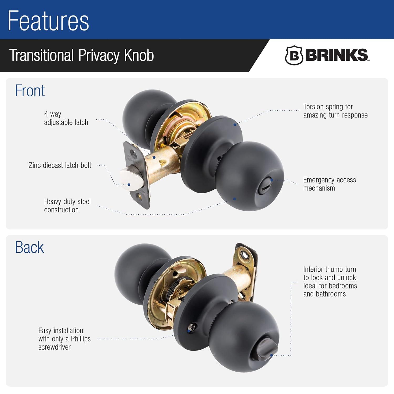 Brinks Raleigh Series Privacy Transitional Ball Knob