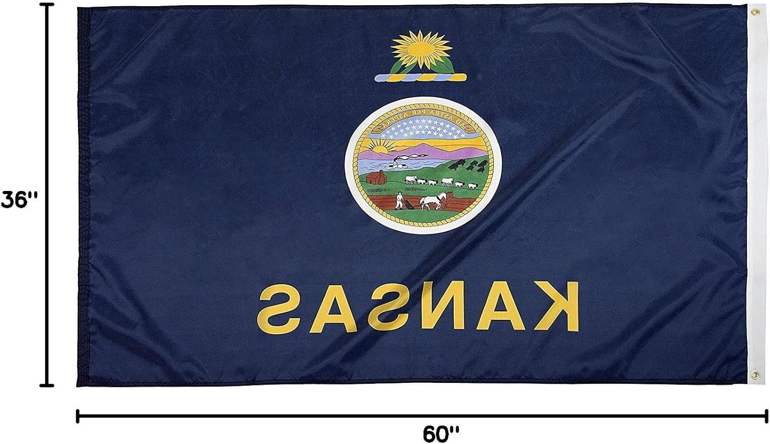 Kansas State Flag with Brass Grommets, 3x5' Nylon