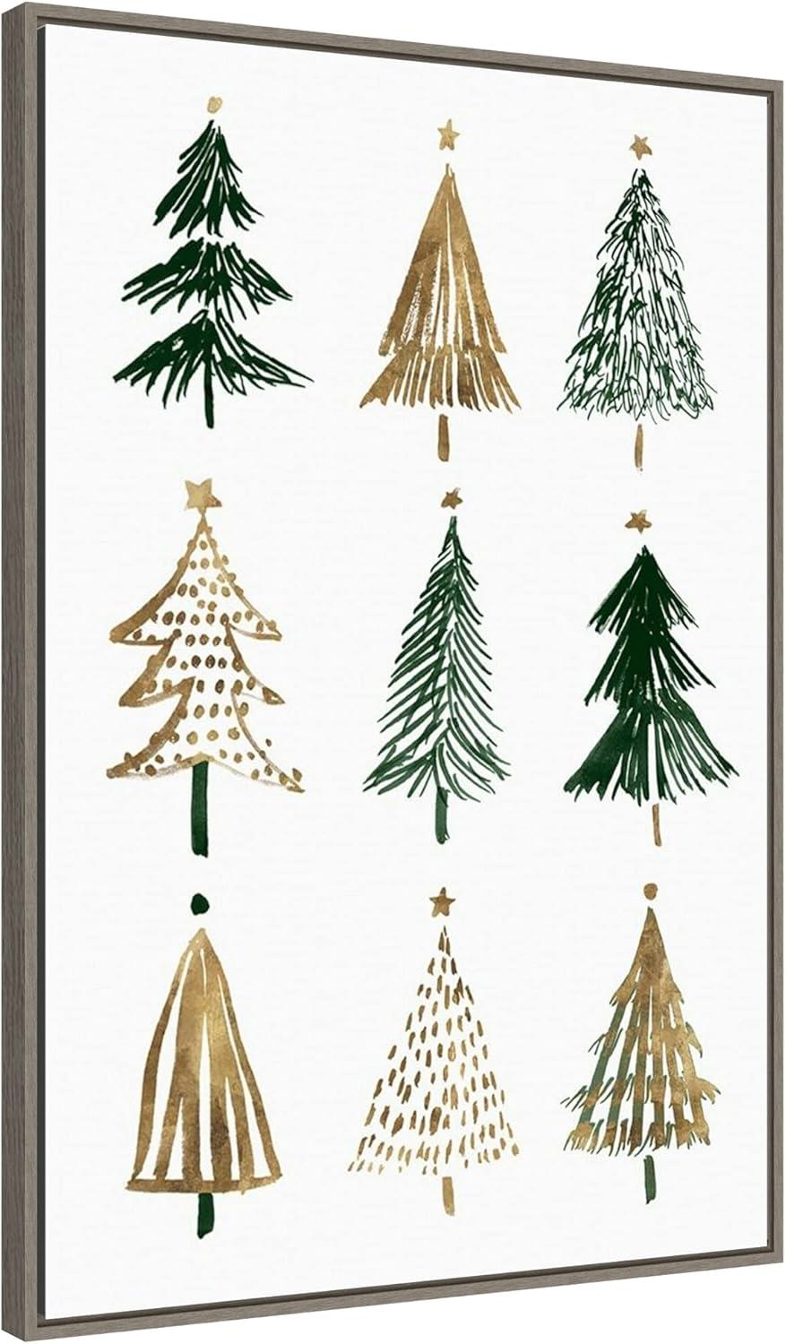 Nordic Evergreen Trees Christmas Framed Canvas Wall Art