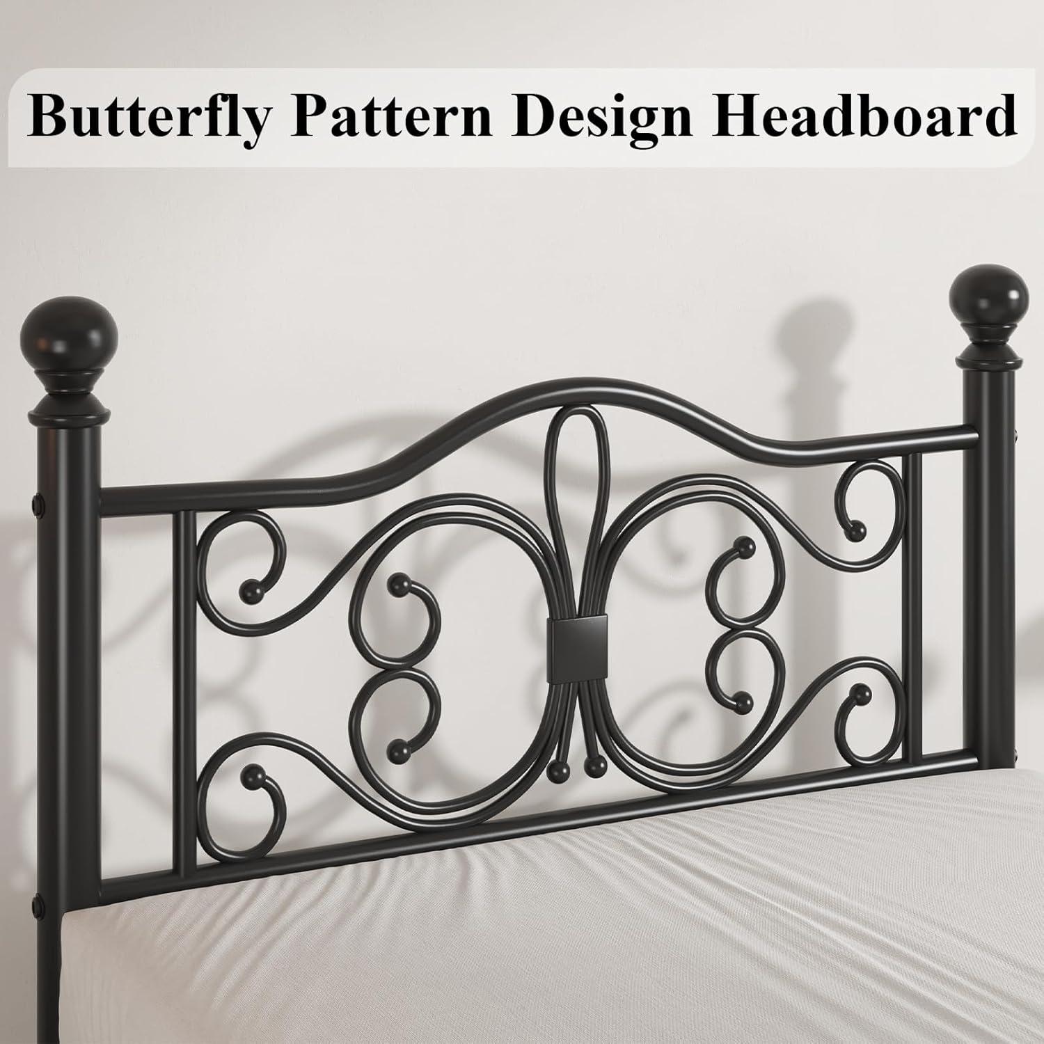 Lark Manor™ Eylin Metal Platform Bed with Butterfly Design Headboard and Footboard, Underbed Storage & Reviews | Wayfair