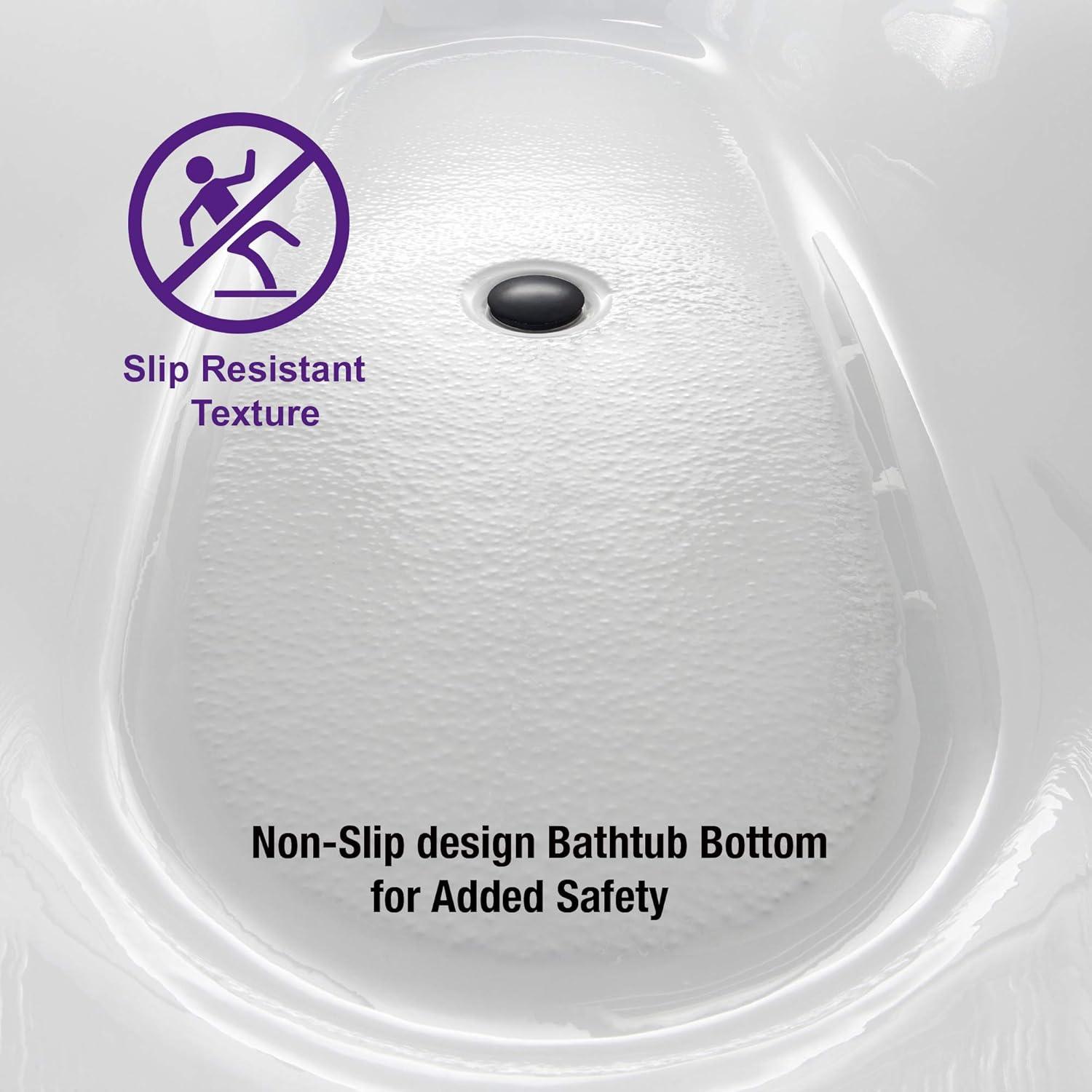 WOODBRIDGE 67" Acrylic Freestanding Bathtub Contemporary Soaking White Tub with Matte Black Overflow and Drain,B0010-MB-Drain &O