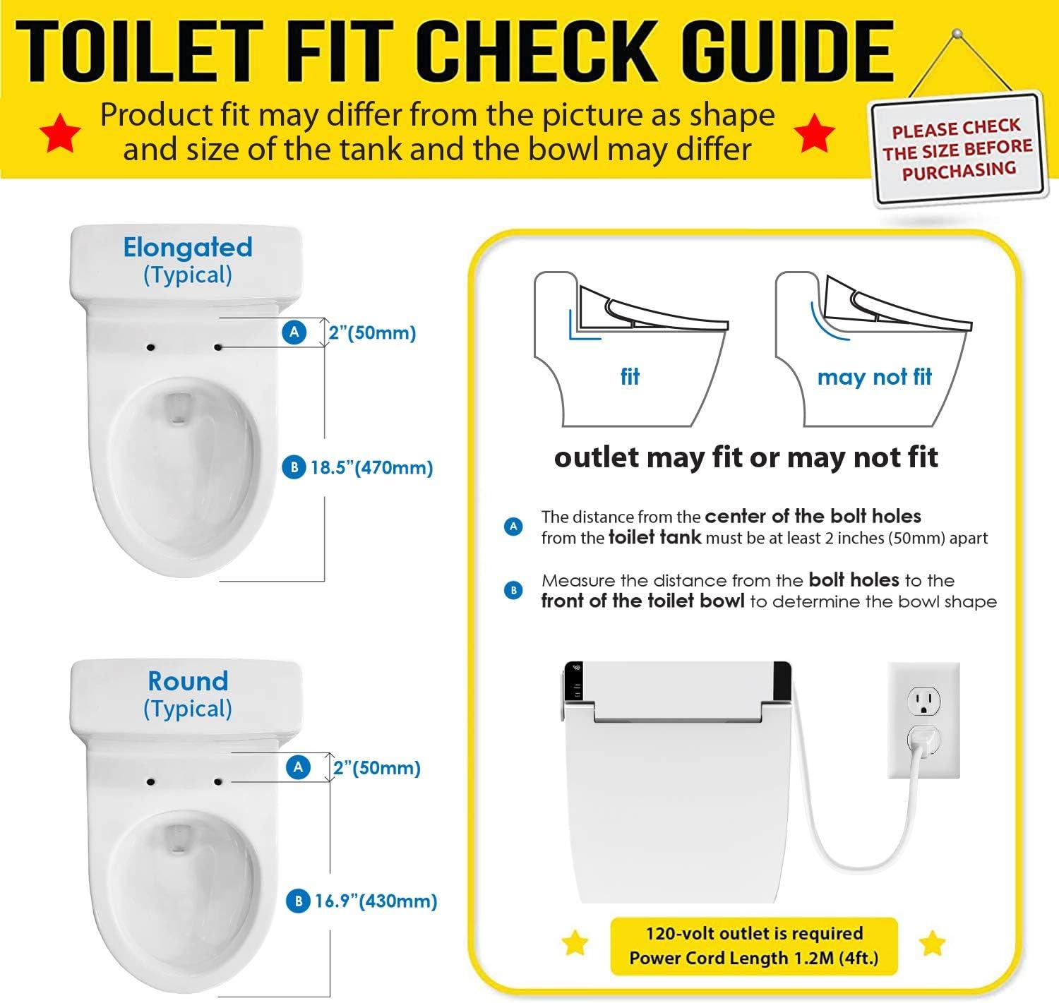 VOVO STYLEMENT VB-6100SR Electronic Bidet, Round, UV LED Sterilization, Heated Seat, Warm Dry and Water, Self Cleaning Full Stainless Nozzle, Made in Korea - White