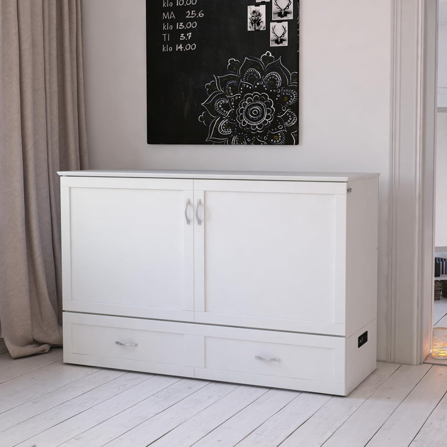 Hamilton Murphy Bed Chest Queen White with Charging Station