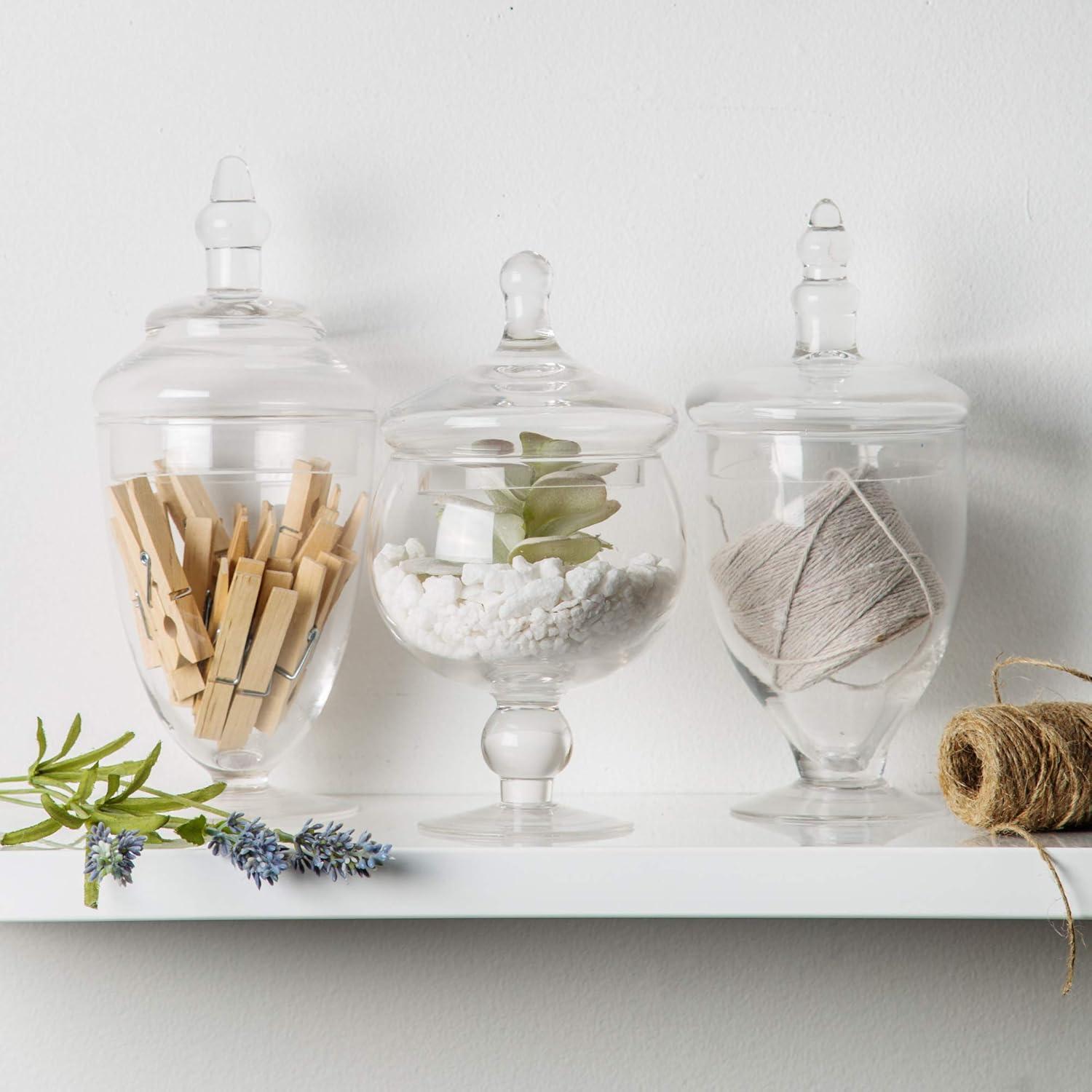 Elegant Clear Glass Apothecary Jars Set of 3