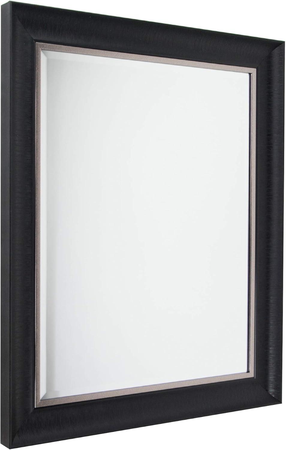 Alderton Transitional Black and Silver Beveled Wall Mirror - 34.5" x 28.5"