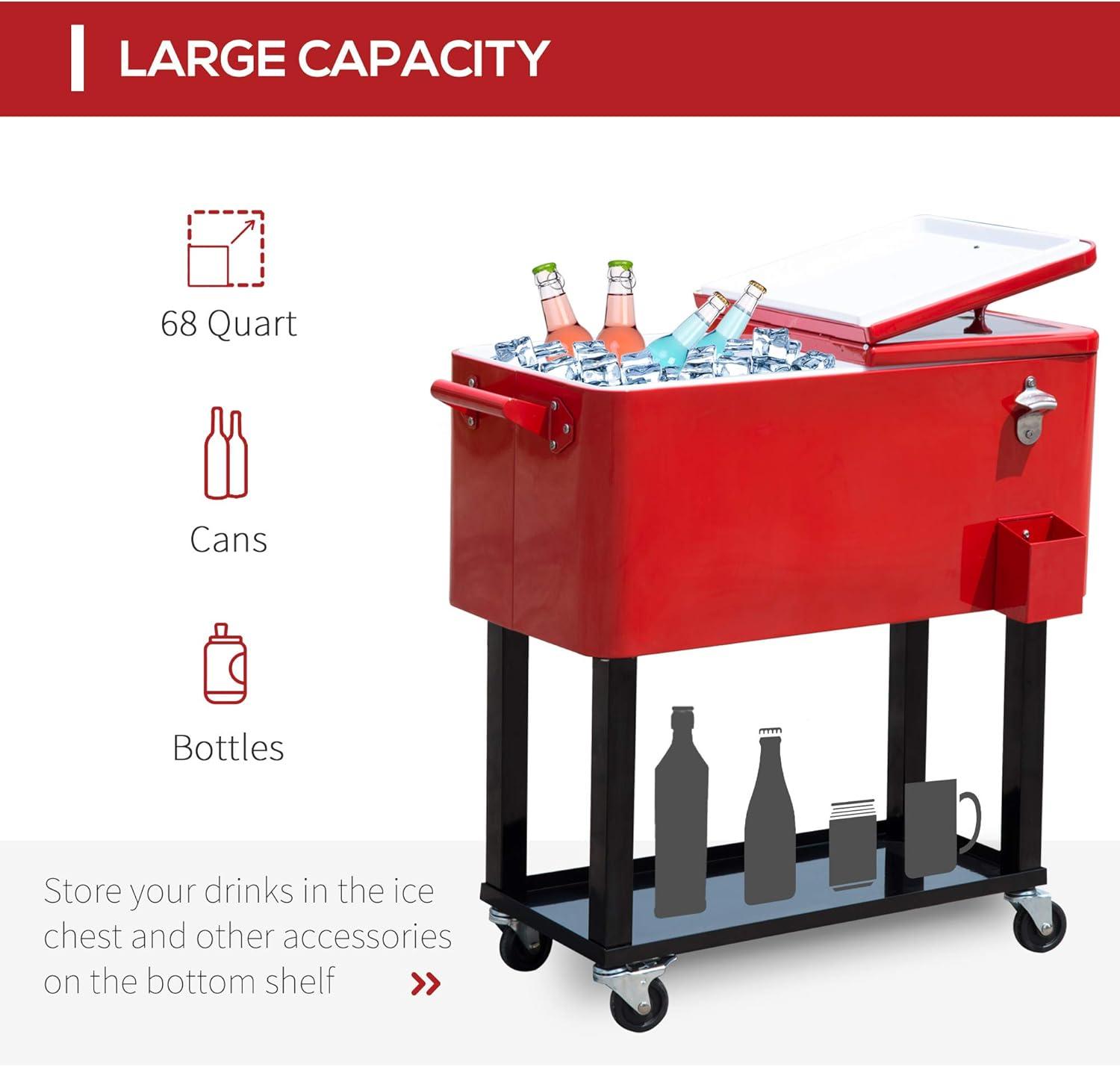 Outsunny 80 Quarts Serving Station / Cart Cooler with wheels