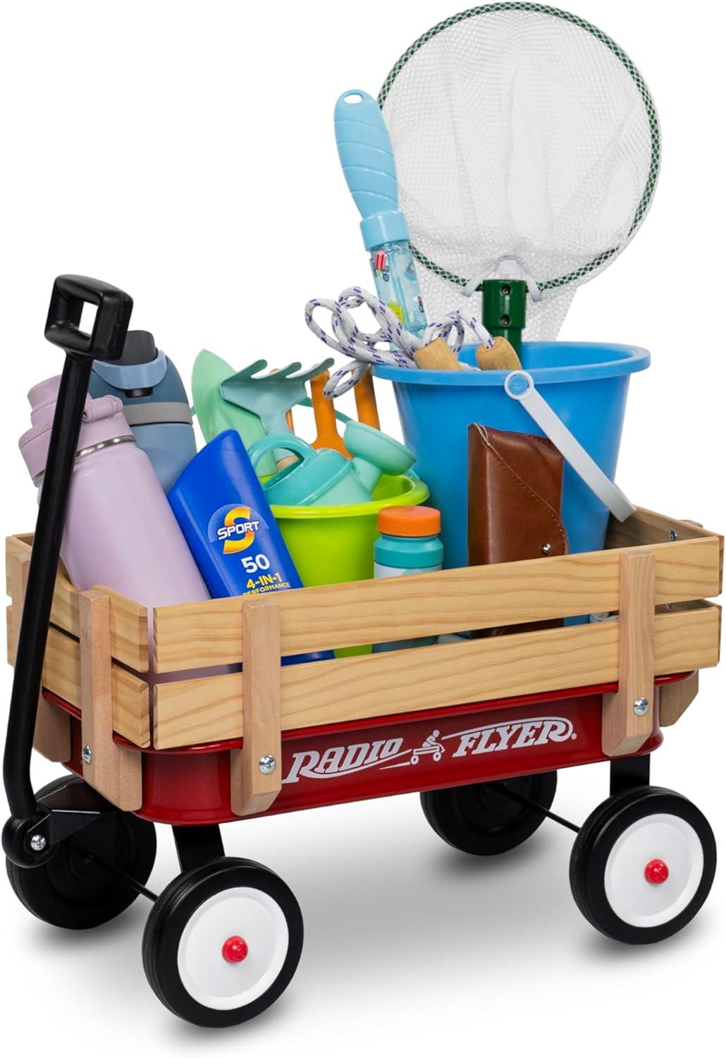 Radio Flyer My 1st Miniature Steel & Wood Wagon, 19" Long Toy Wagon for Kids 1.5+