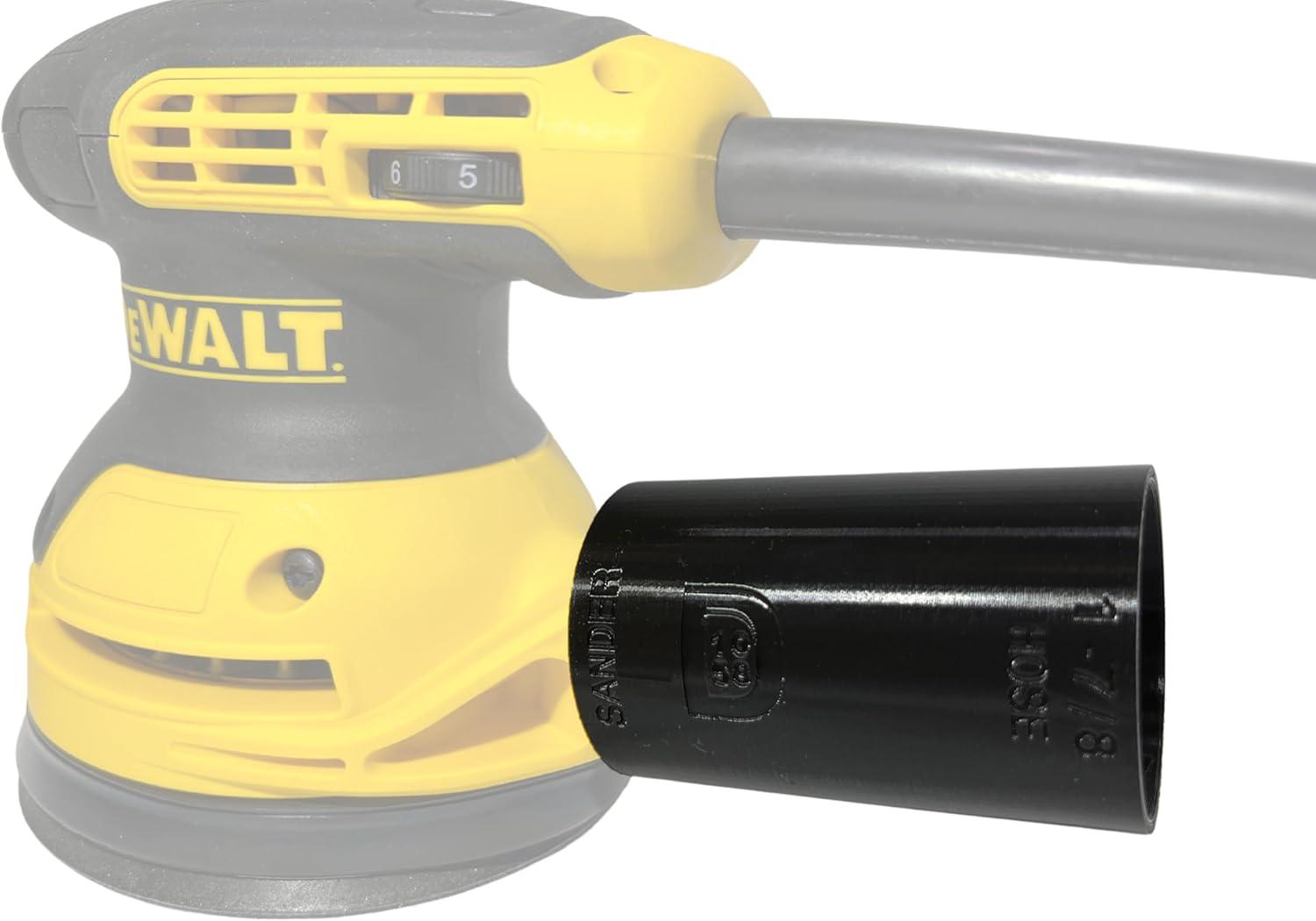 Vacuum Adapter for Dewalt or Craftsman Sanders - Dust Collection - Galactic Gadgets 1-1/4in - Black