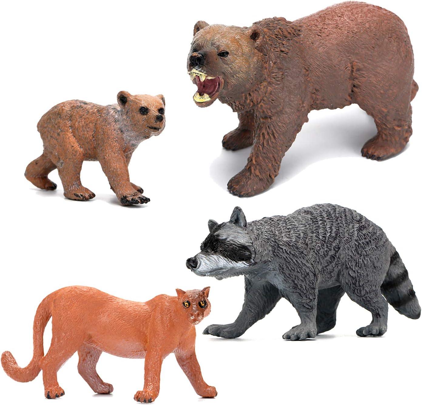 Forest Animals Figurines Toys, 10PCS Realistic Plastic Wild Woodland Animals Figures Playset, Cake Toppers Birthday Gift for Kids Children Toddlers