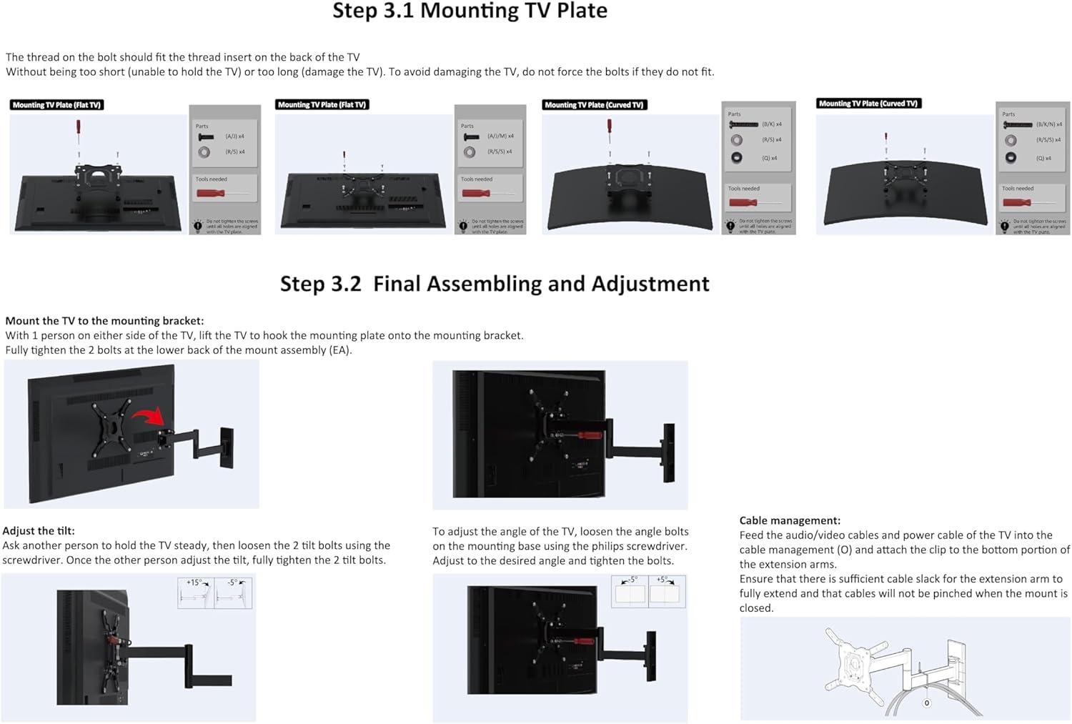 Black Full Motion TV Wall Mount for 12" to 40" TVs