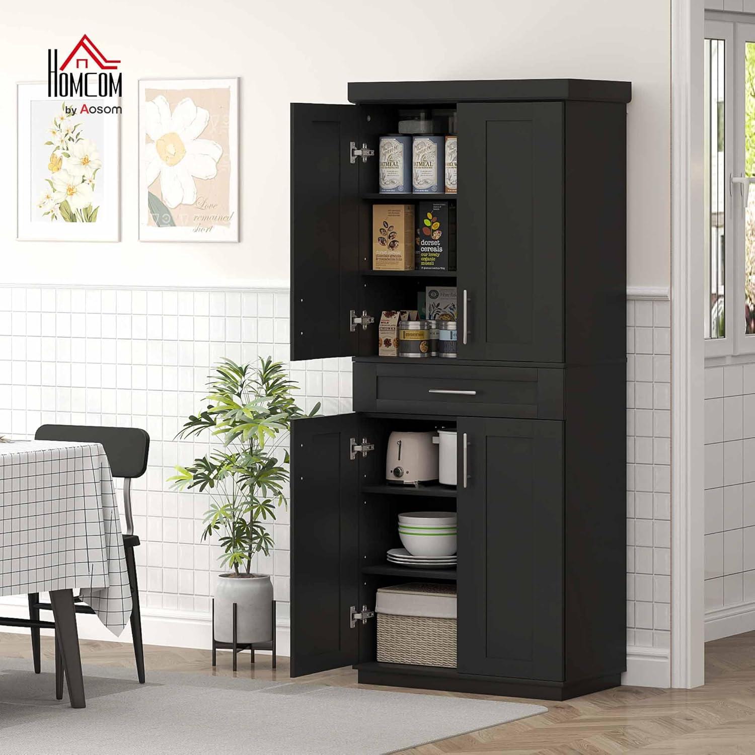 Winston Porter 72" Kitchen Pantry Cabinet Cupboard with Doors