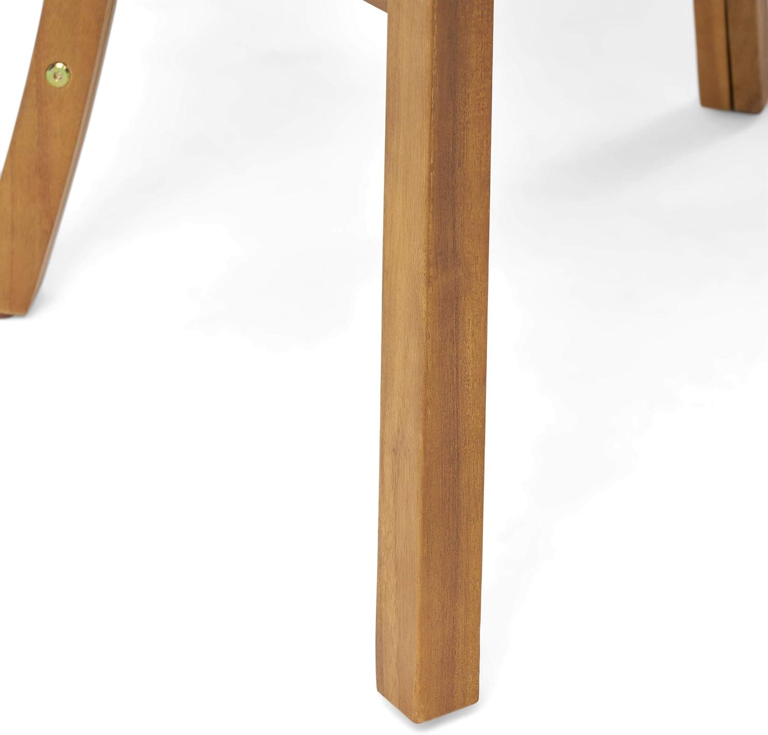 GDFStudio Rosin Outdoor Acacia Wood Dining Chairs with Cushion (Set of 2), Cream/Teak