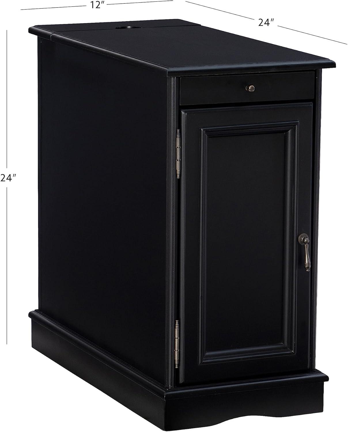 Powell Butler Accent Table with USB and Electrical Charging Station, Black