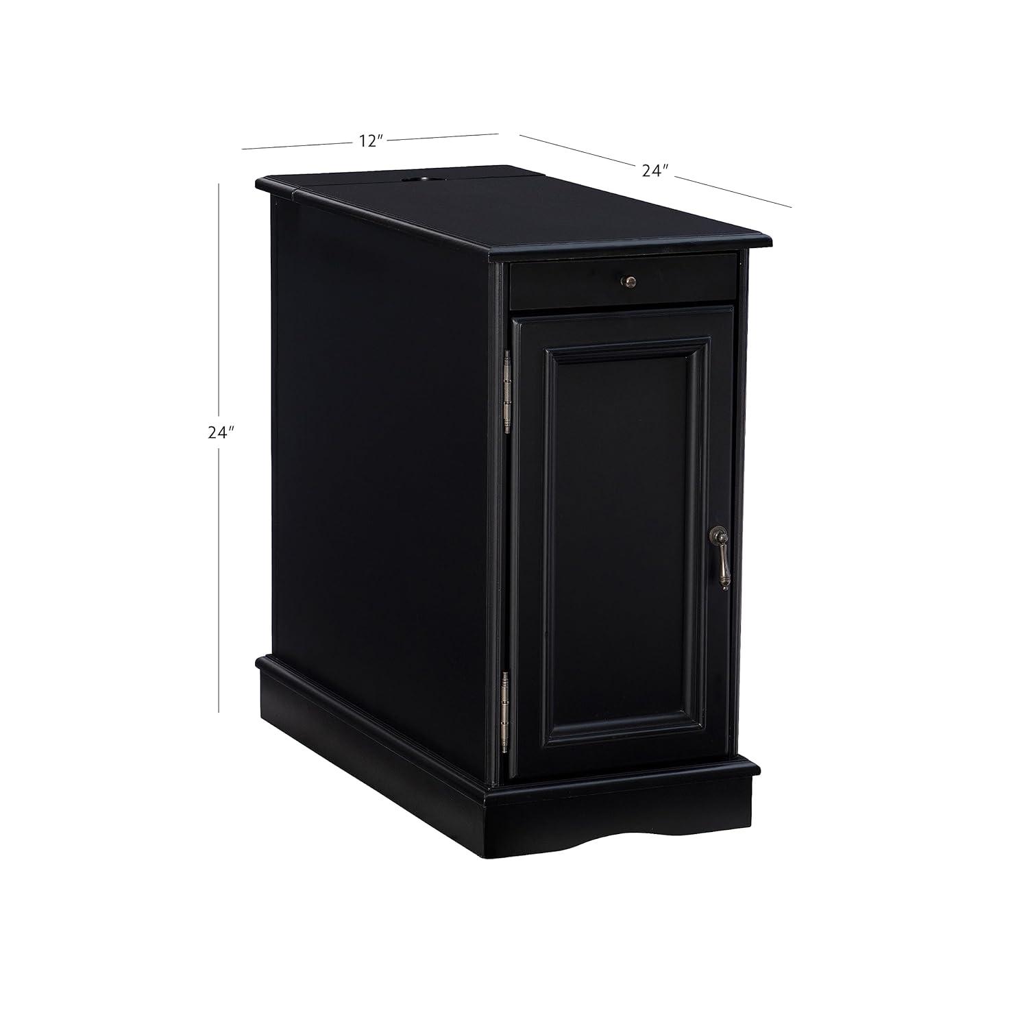 Powell Butler Accent Table with USB and Electrical Charging Station, Black