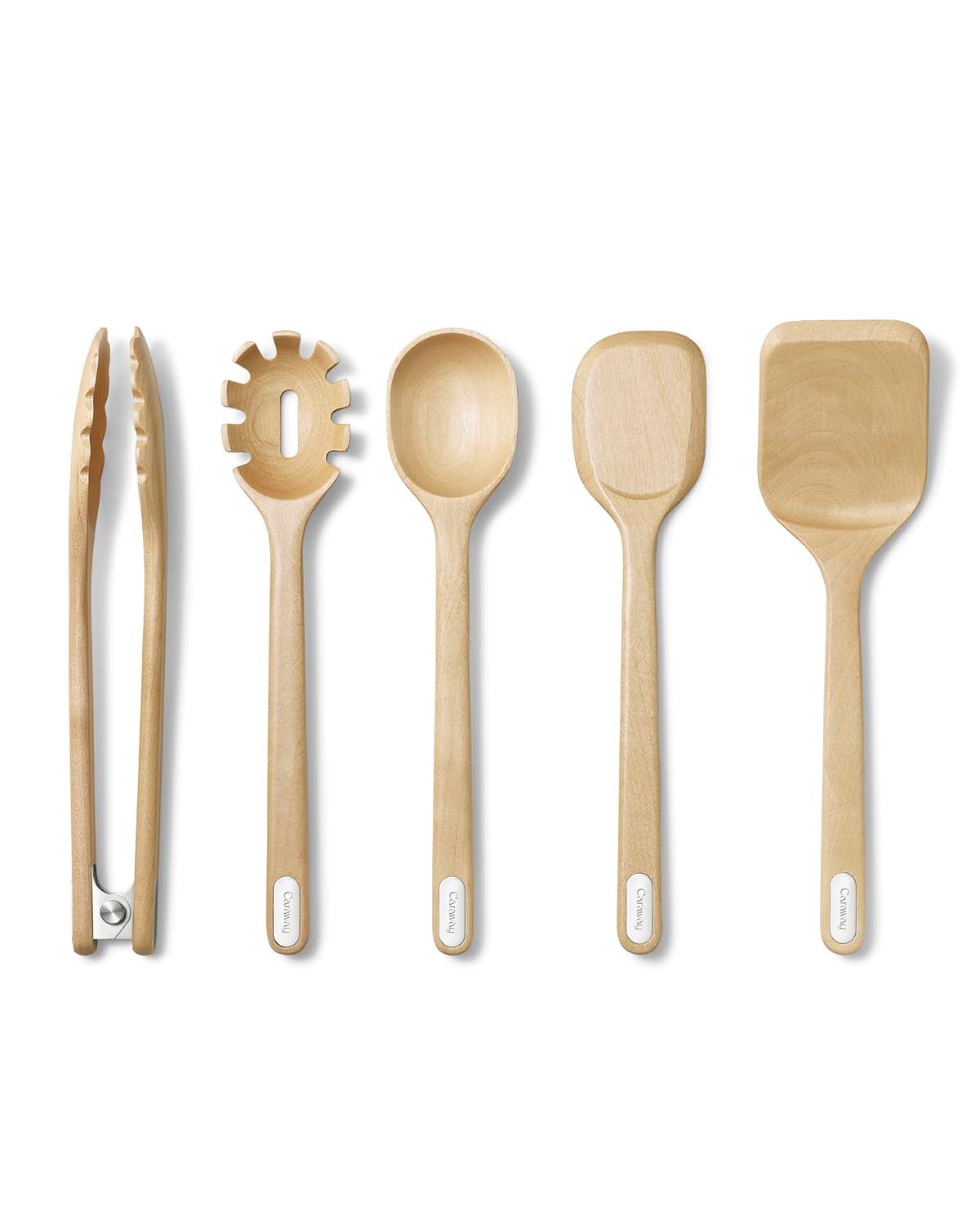 Caraway Birch Wood Utensils, Set of 5