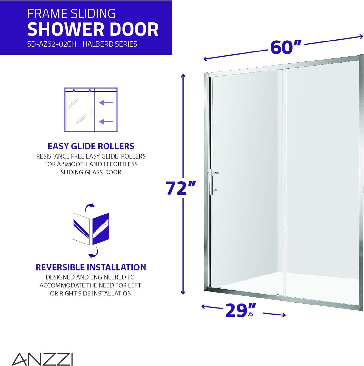 Halberd Series 60" W x 72" H Single Sliding Framed Shower Door