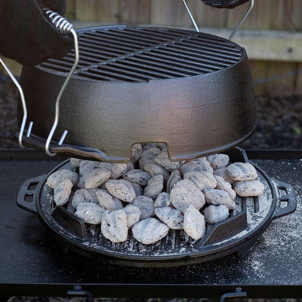 Lodge Cast Iron 12" Charcoal Camping Round Kickoff Grill
