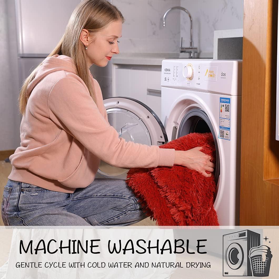 YUSOKI Red Faux Fur Throw Blanket,2 Layers,50" x 60",Soft Fluffy Fuzzy Cozy Blanket for Women Girls Teens Sofa Chair Couch Bed Farmhouse Decrations Photoshoot Props Christmas