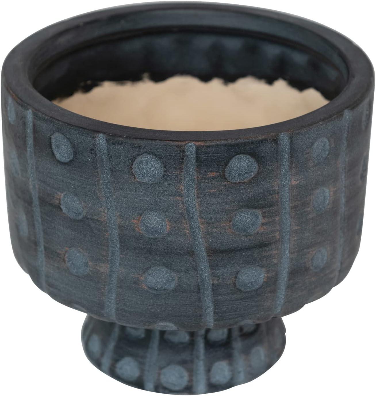 Contemporary Matte Black Stoneware Footed Planter, 6.75"x5.75"