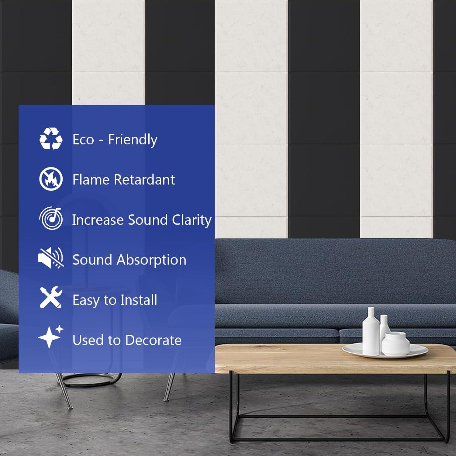 Kuchoow 12 Packs Acoustic Panels Noise Cancelling Sound Proof Foam Panels For Walls 12x12x0.4'' Acoustic Wall Panels