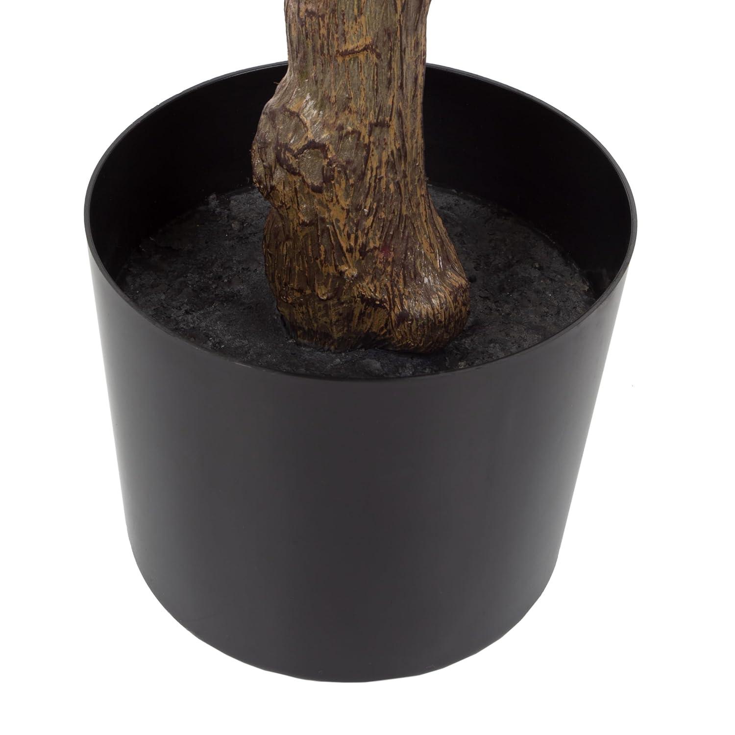 Artificial Rubber Plant - 51-Inch Faux Tree with Natural-Feel Leaves - Realistic Potted Indoor Plant for Office or Home Decor by Pure Garden (Green)