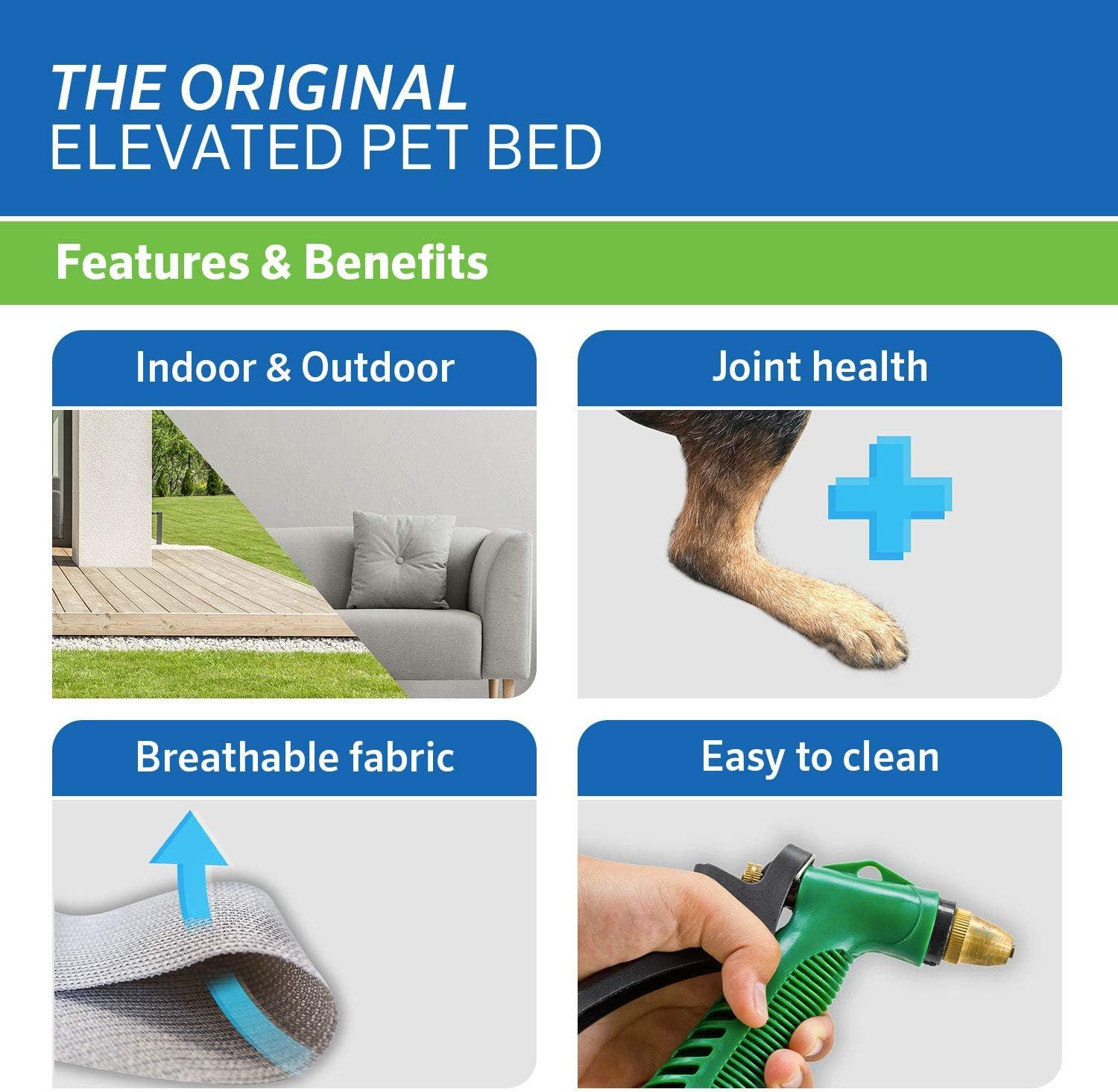 The Original Coolaroo Elevated Pet Dog Bed for Indoors & Outdoors, Medium, Aquatic Blue