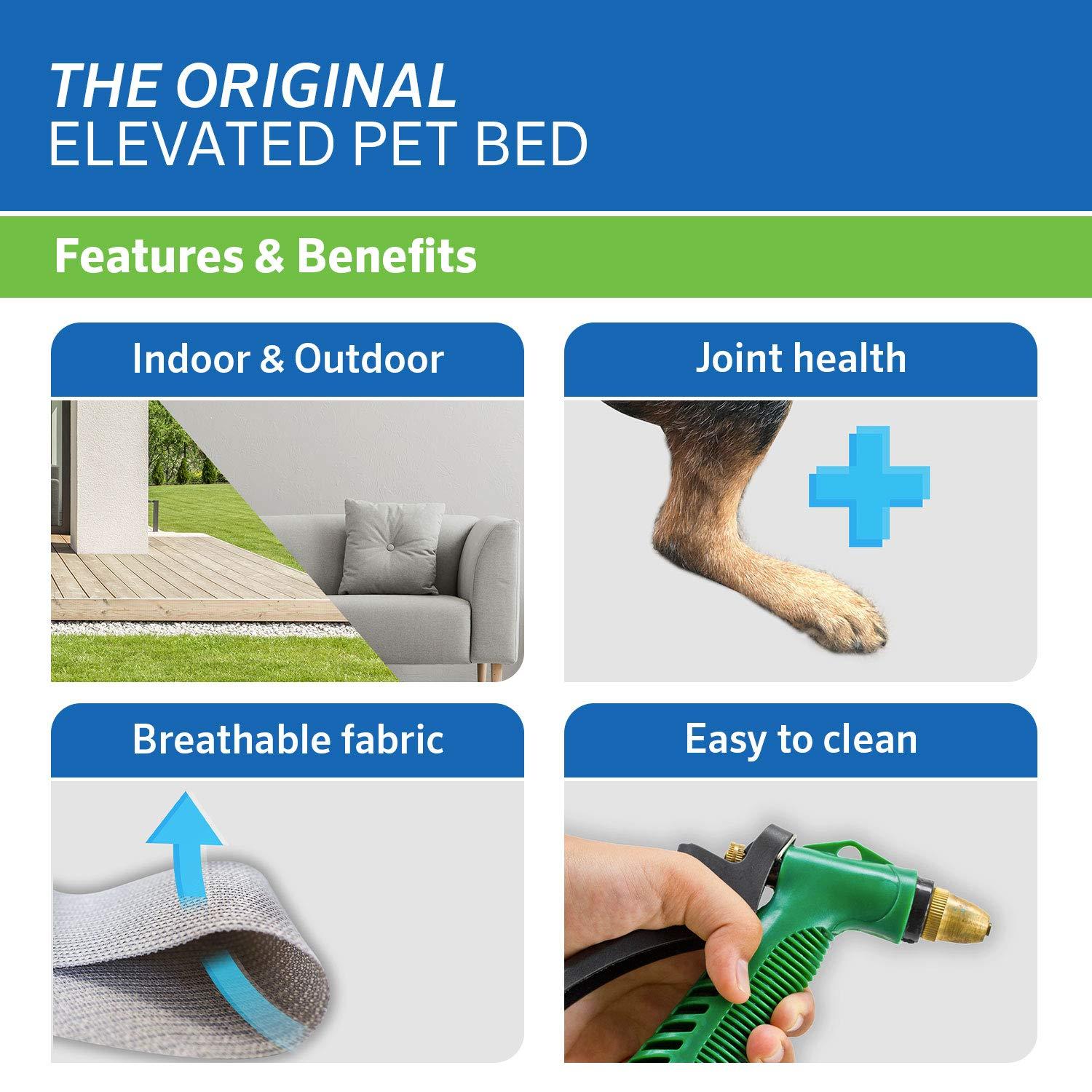 The Original Coolaroo Elevated Pet Dog Bed for Indoors & Outdoors, Medium, Gray