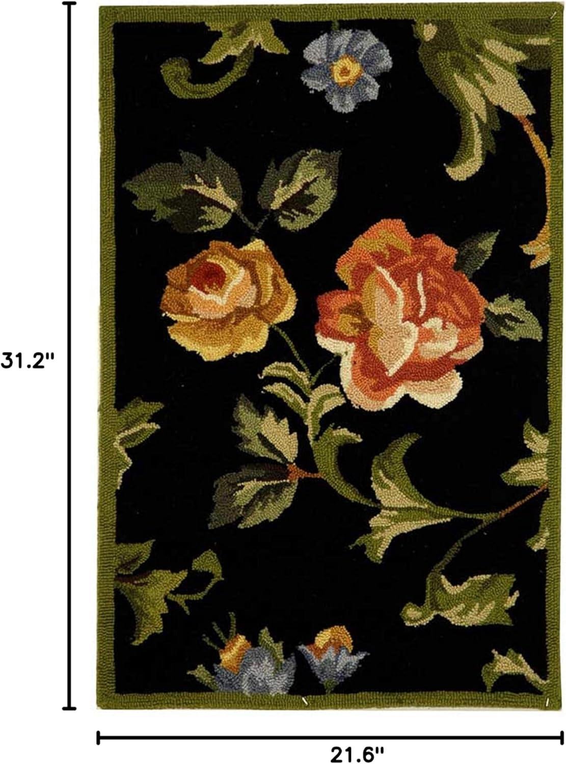 Hand Hooked Wool Floral Rug