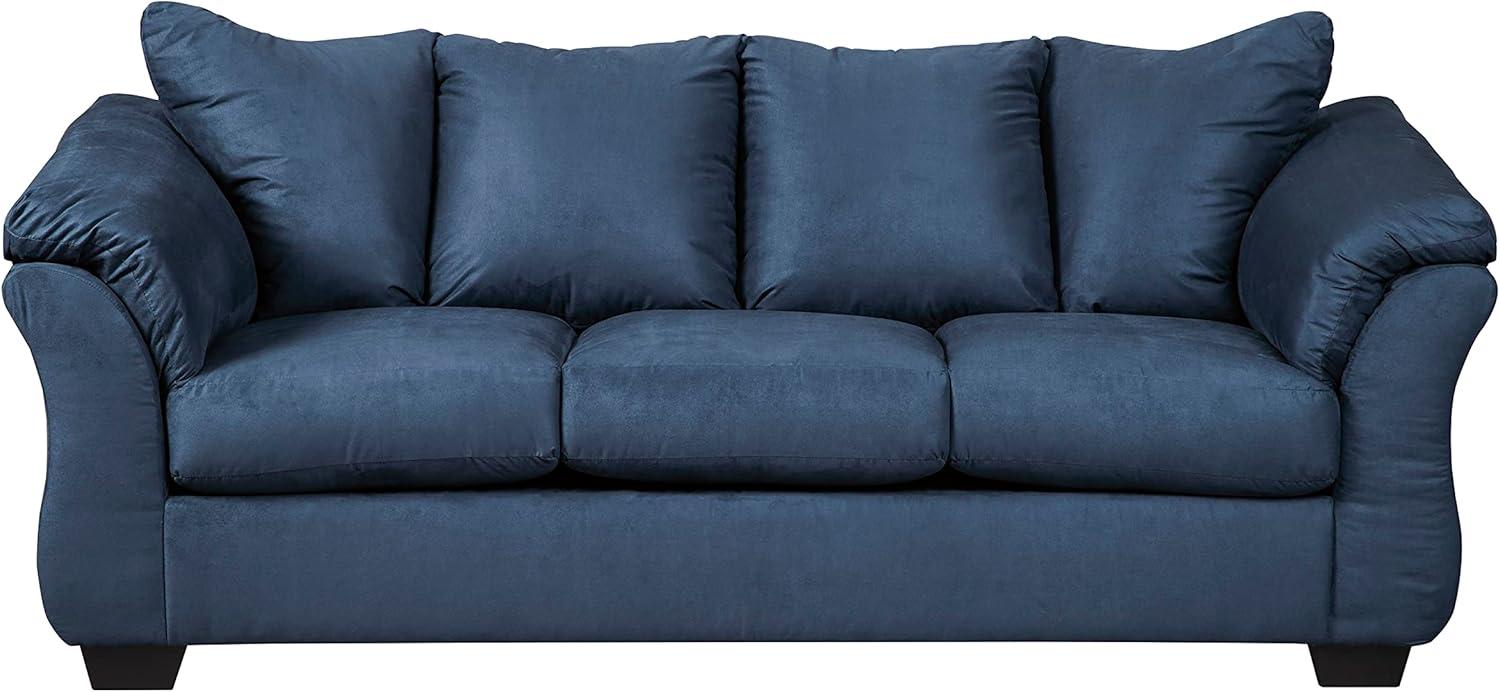 Roundhill Furniture Aruca Navy Blue Microfiber Pillow Back Sofa