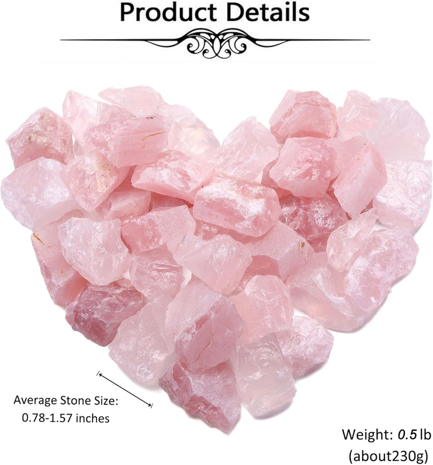 1 lb Natural Raw Rose Quartz Rough Stones Set