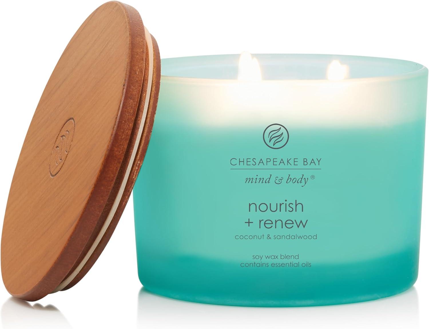 Frosted Glass Nourish + Renew Lidded Jar Candle Light Blue - Mind & Body by Chesapeake Bay Candle