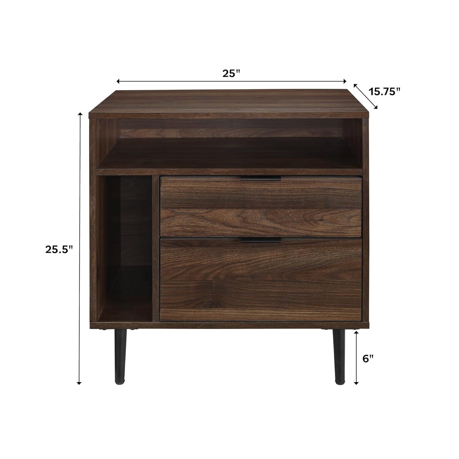 Lincoln 25" Modern Storage Bedroom Nightstand in Dark Walnut